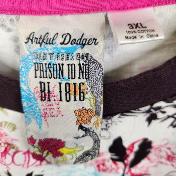 Artful Dodger Y2K Skull And Floral Bloodied Cleaved AOP Short Sleeve Tee 3XL - Picture 4 of 7